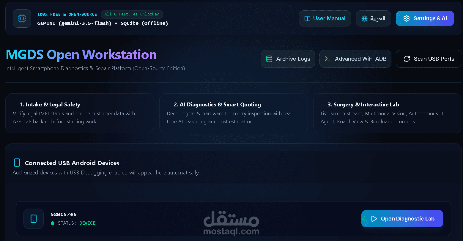 نظام MGDS: منصة ذكية لتشخيص وصيانة الهواتف بالذكاء الاصطناعي والرؤية الحاسوبية