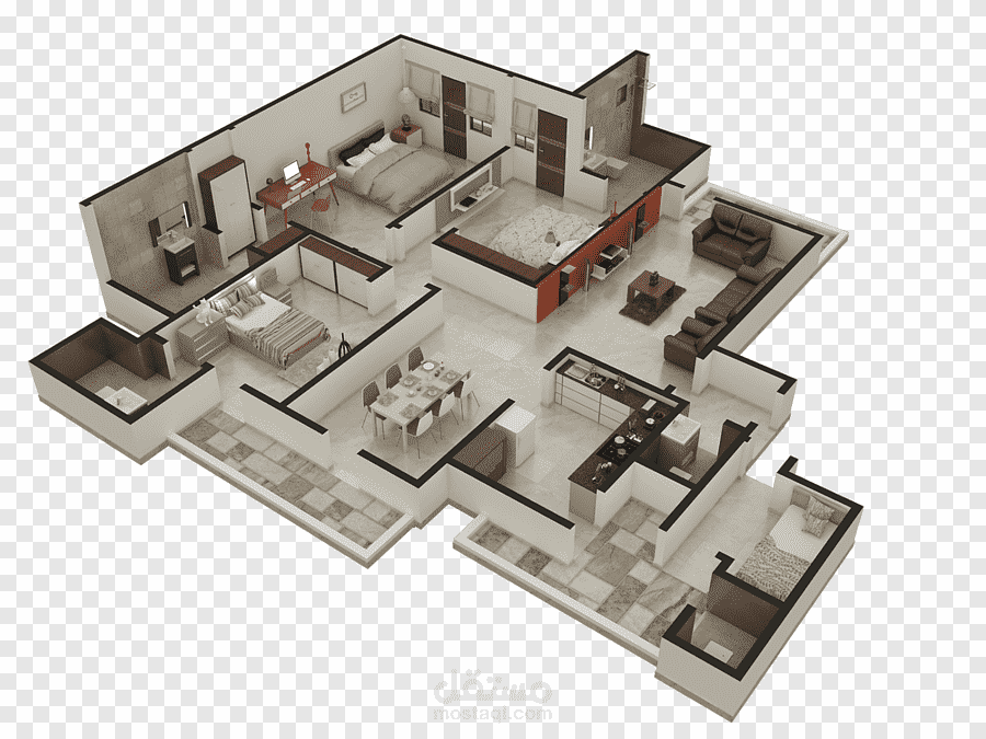 تصميمات 3Dلمنزل الدور الارضي