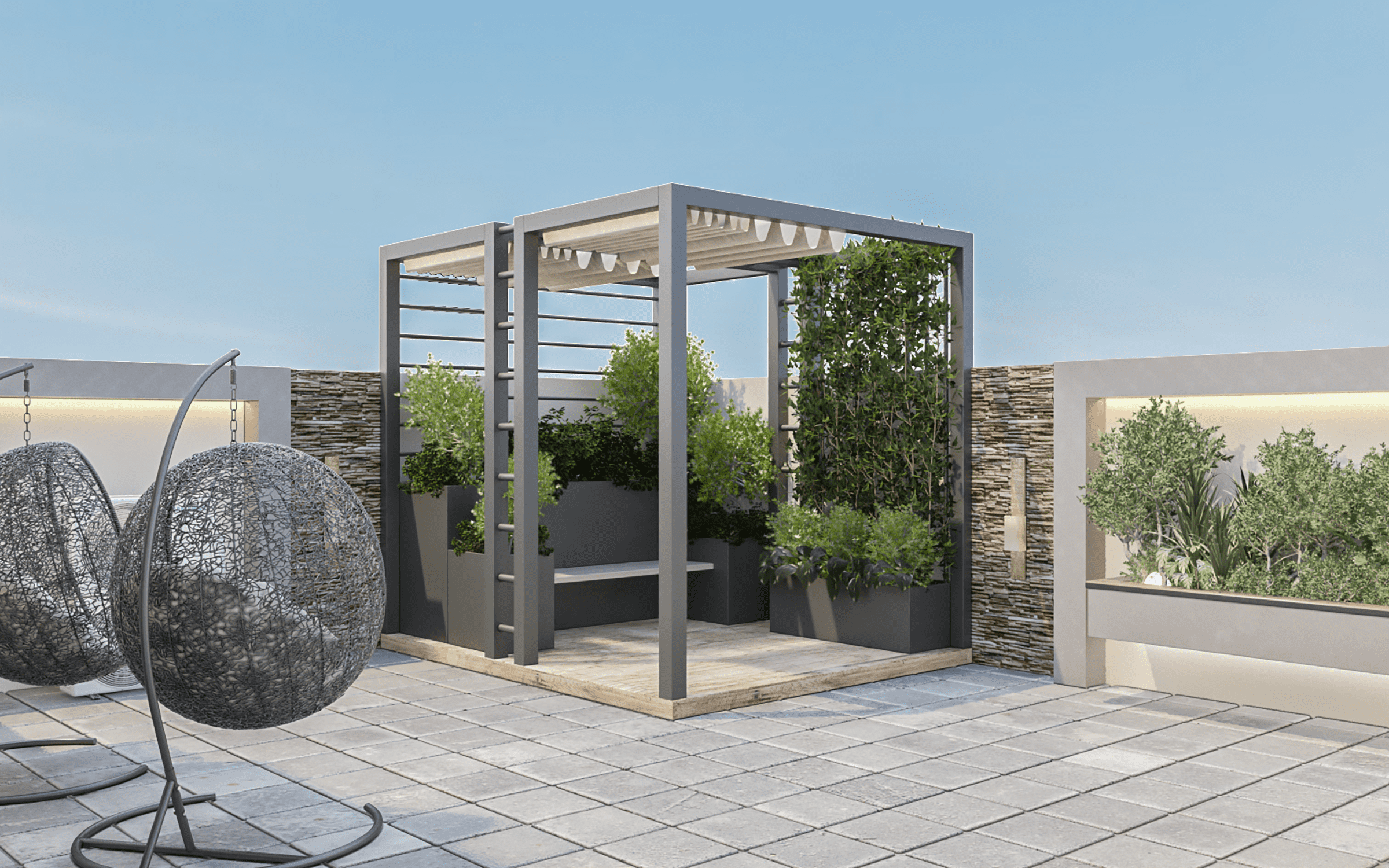 تصميم حديقة سطح بفيلا سكنية