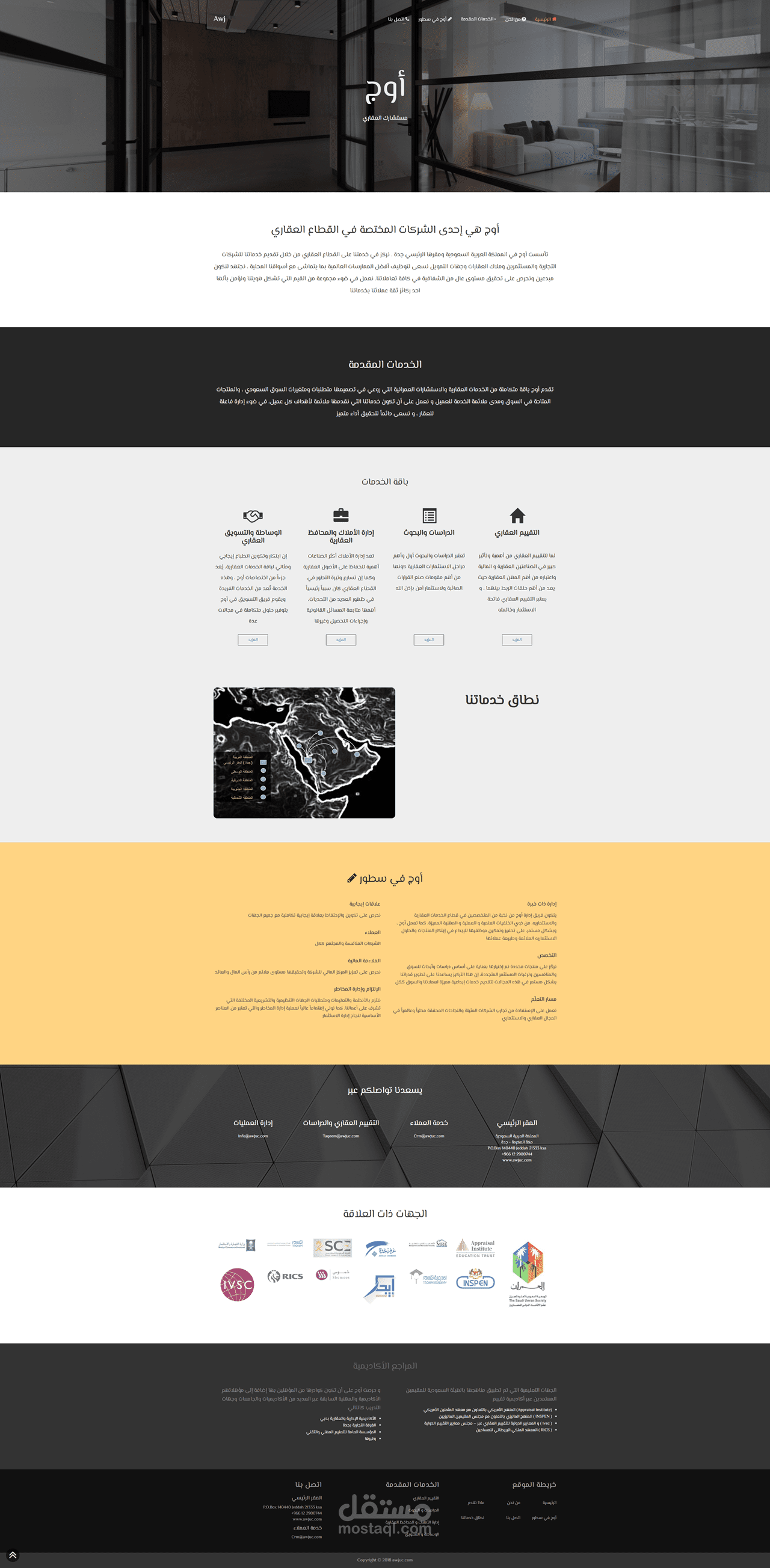 تصميم موقع تعريفي لشركة أوج المختصة بالعقارات على ووردبريس Wordpress