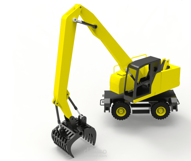 3D Model of a Wheeled Excavator with Grapple Attachment | Designed in SolidWorks