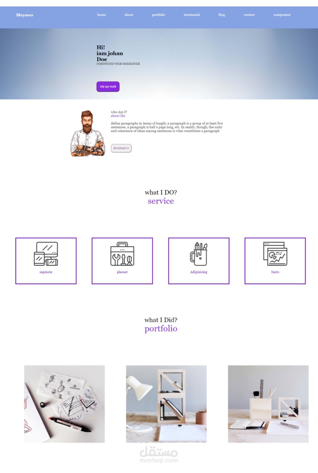 تصميم portfolio  سابقة اعمال باستخدام HTML وCSS