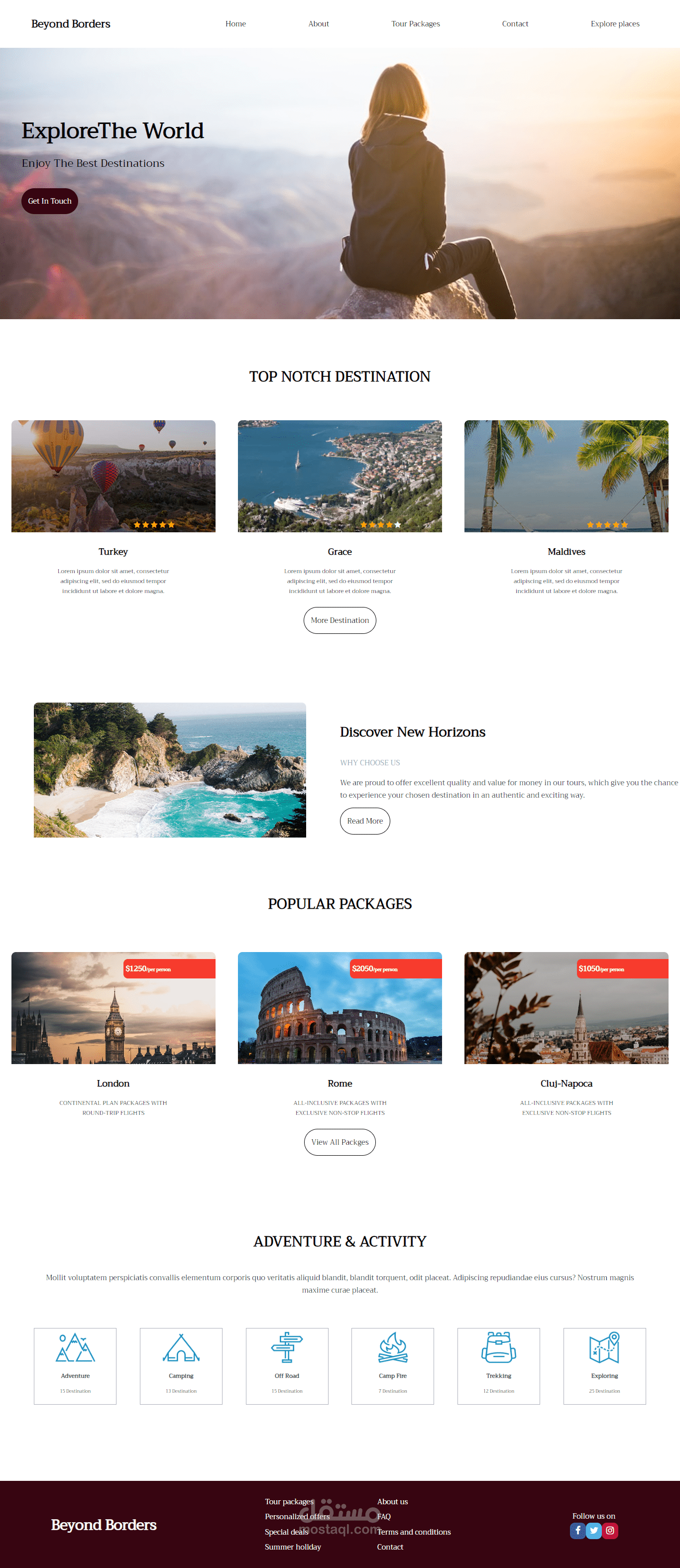 تصميم موقع ويب احترافي Travel Agency
