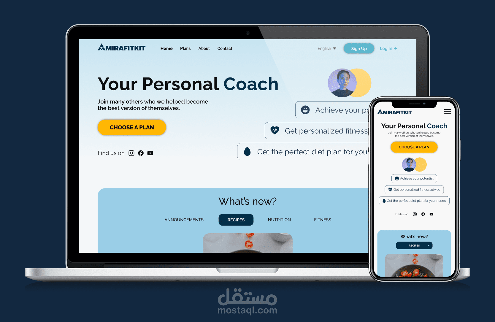 AmiraFitKit - موقع إلكتروني لاختصاصي التغذية
