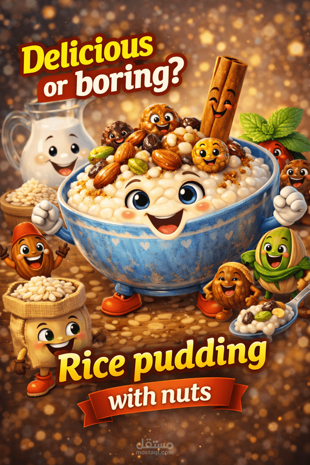 “Delicious or boring?”“Rice pudding with nuts”