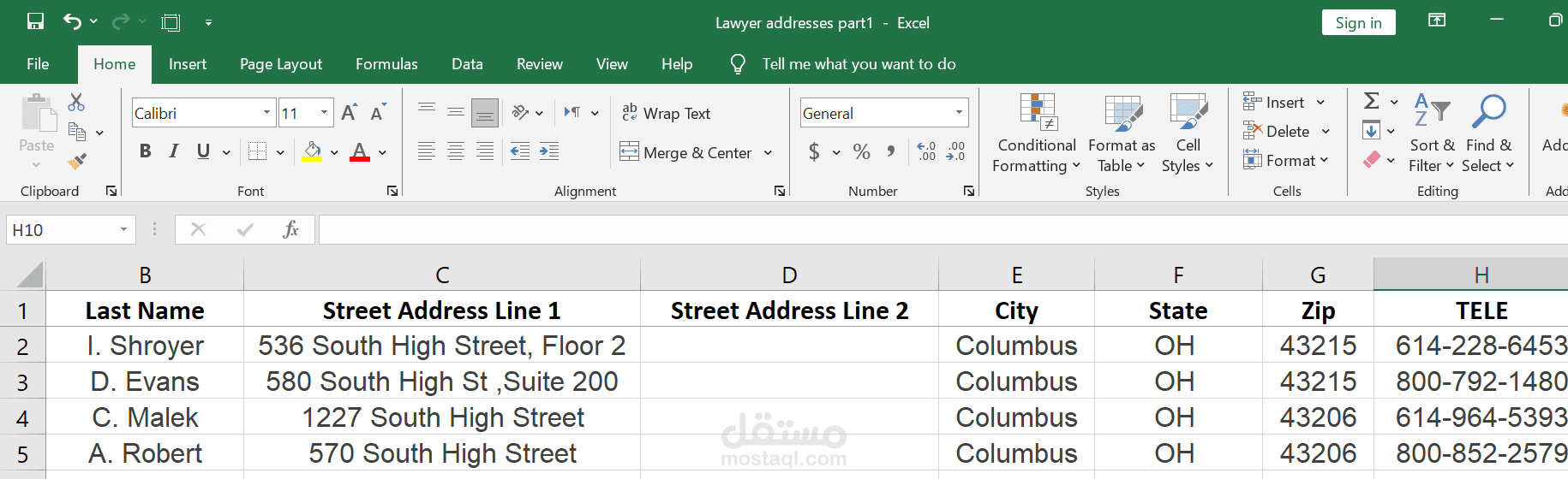 Lawyer addresses on Columbus OH