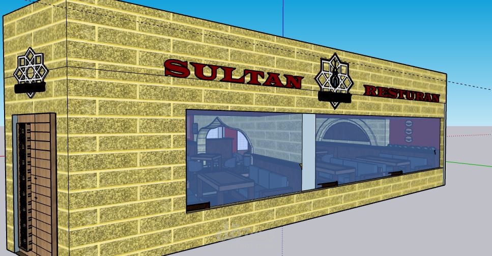 تصميم 3Dلمطعم اسمة سلطان من خلال برنامج اسكيتش اب