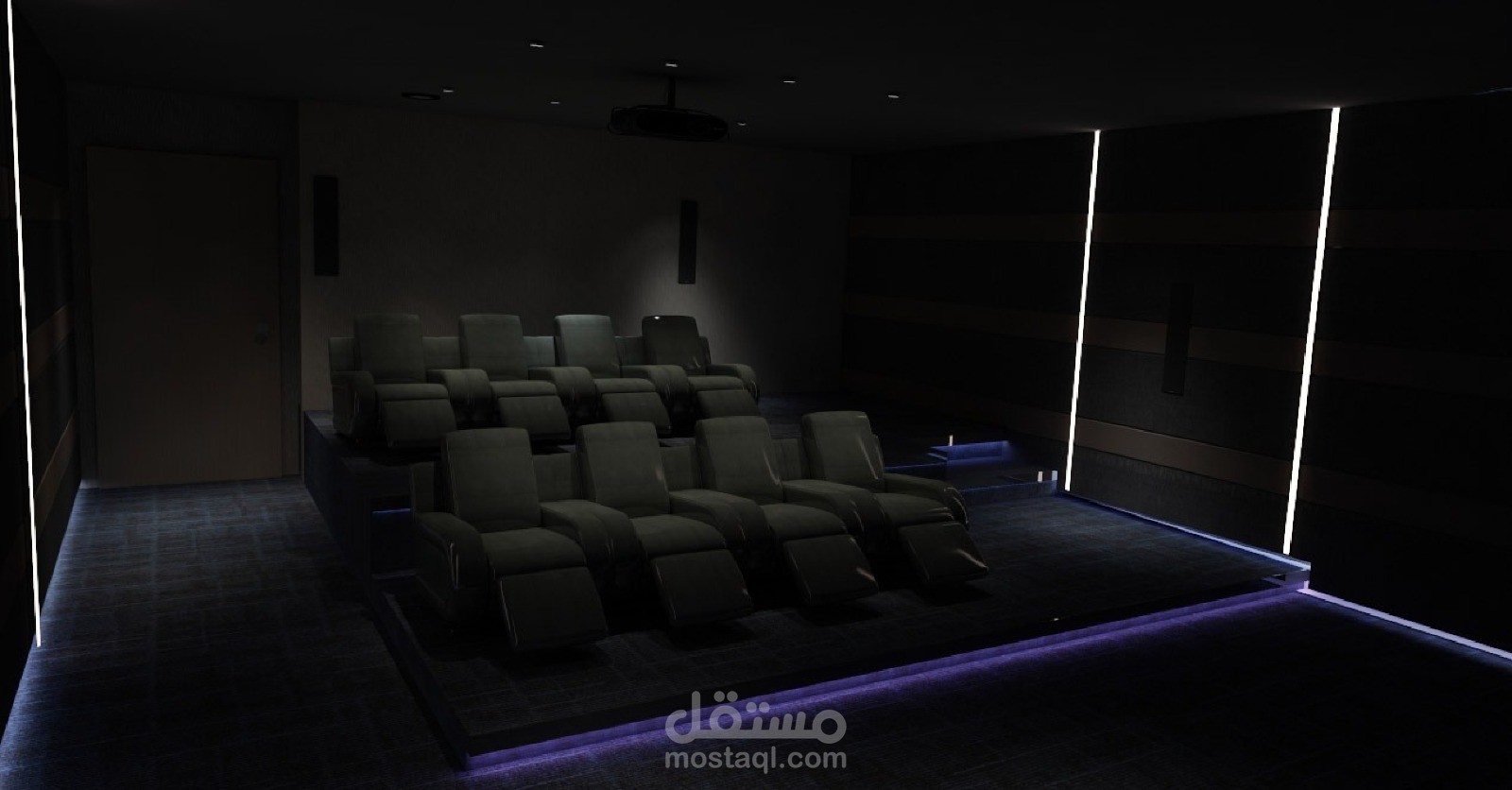 تصميم إنارة و نظام صوت لغرفة سينما
