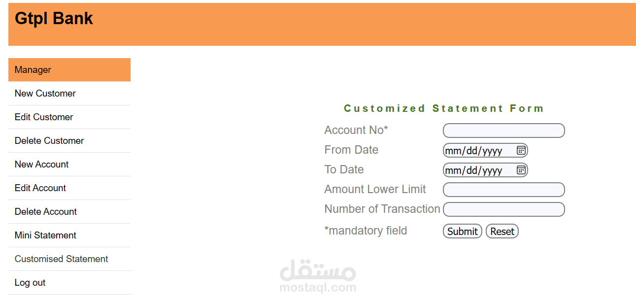 إختبار موقع Gtpl Bank
