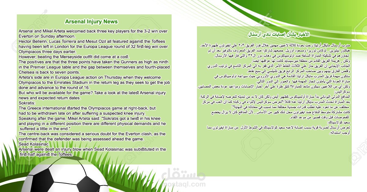 ترجمة مقال رياضي من الإنجليزية إلي العربية