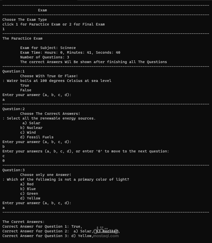 simple question system using C#
