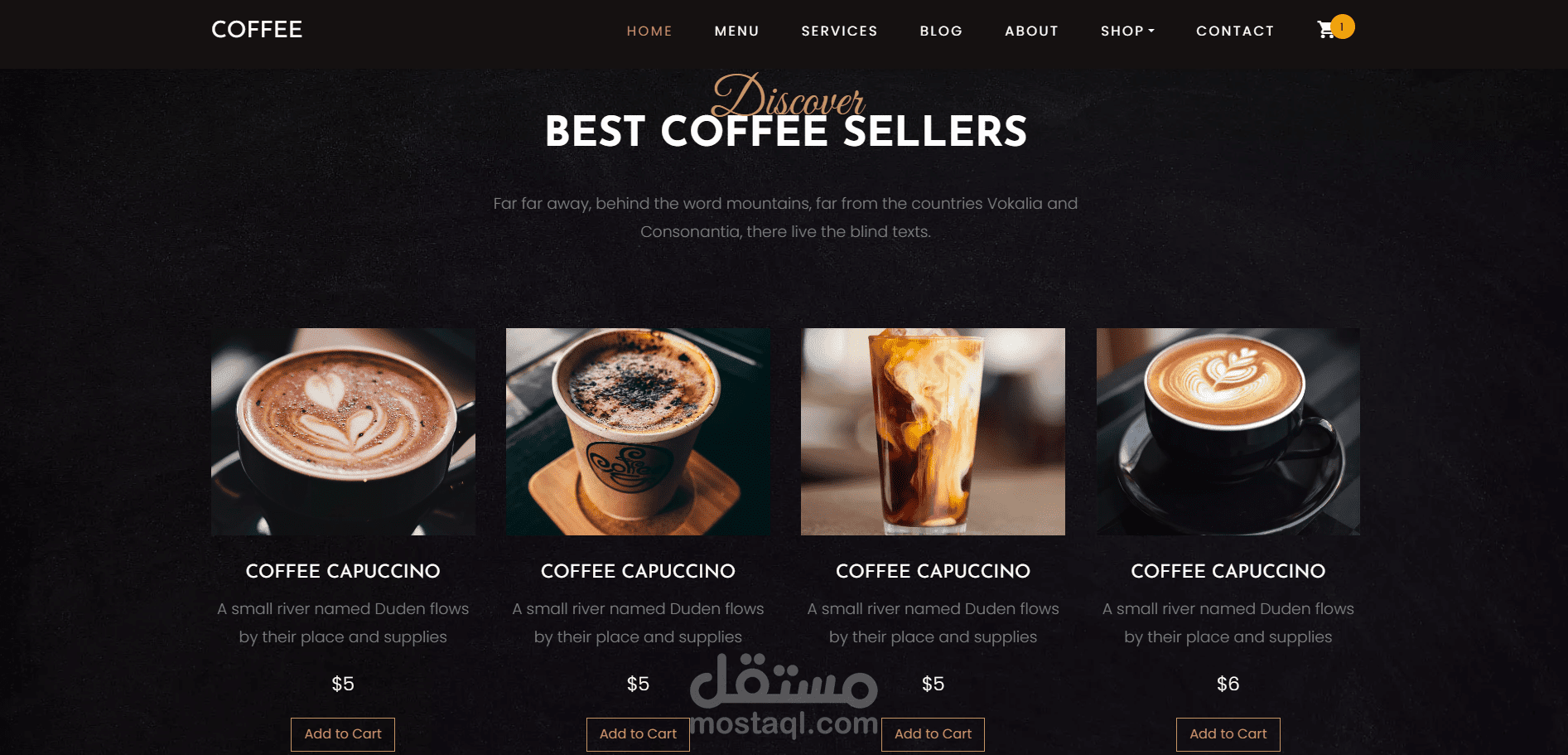 موقع إلكتروني متكامل لمطعم وكافيه بواجهة جذابة وتجربة مستخدم مميزة .