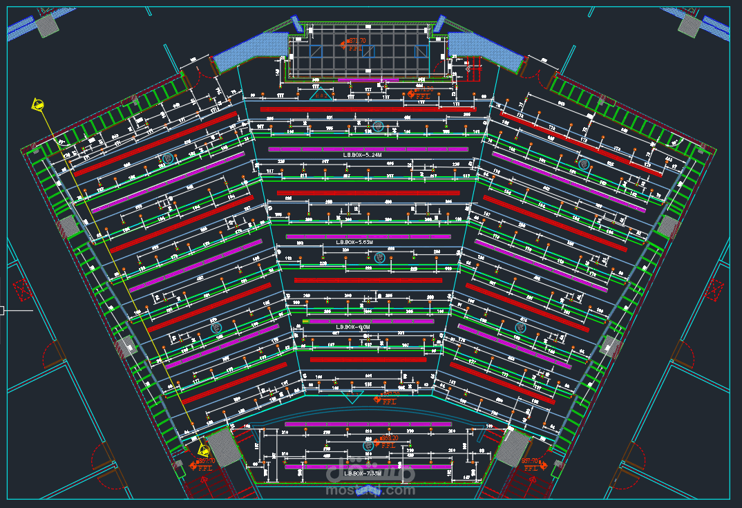 تصميم الانارة لمسرح وعمل Coordination للاعمال النفذة على السقف المستعار