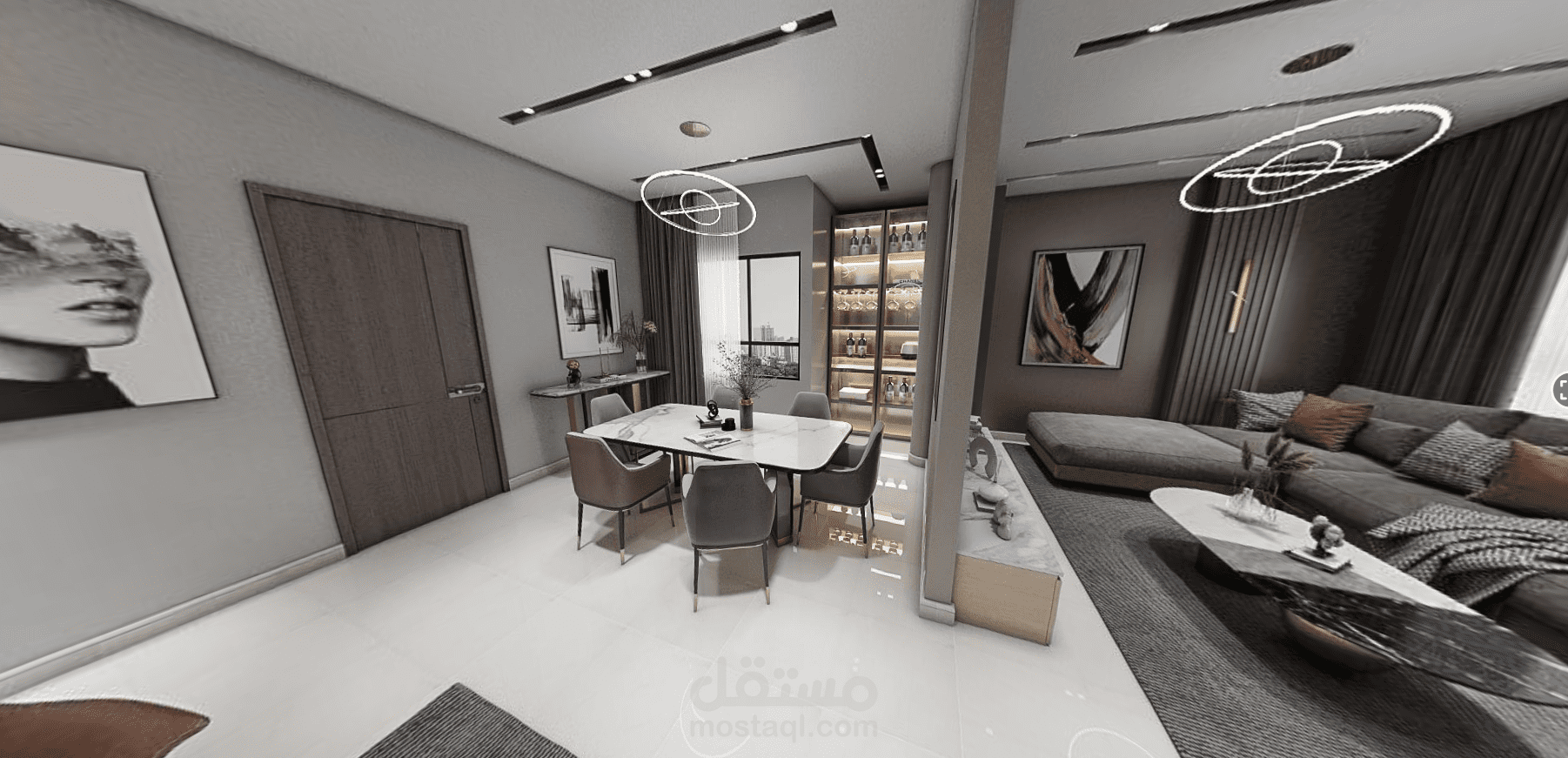 تصميم داخلي لشقه صغيره المساحه