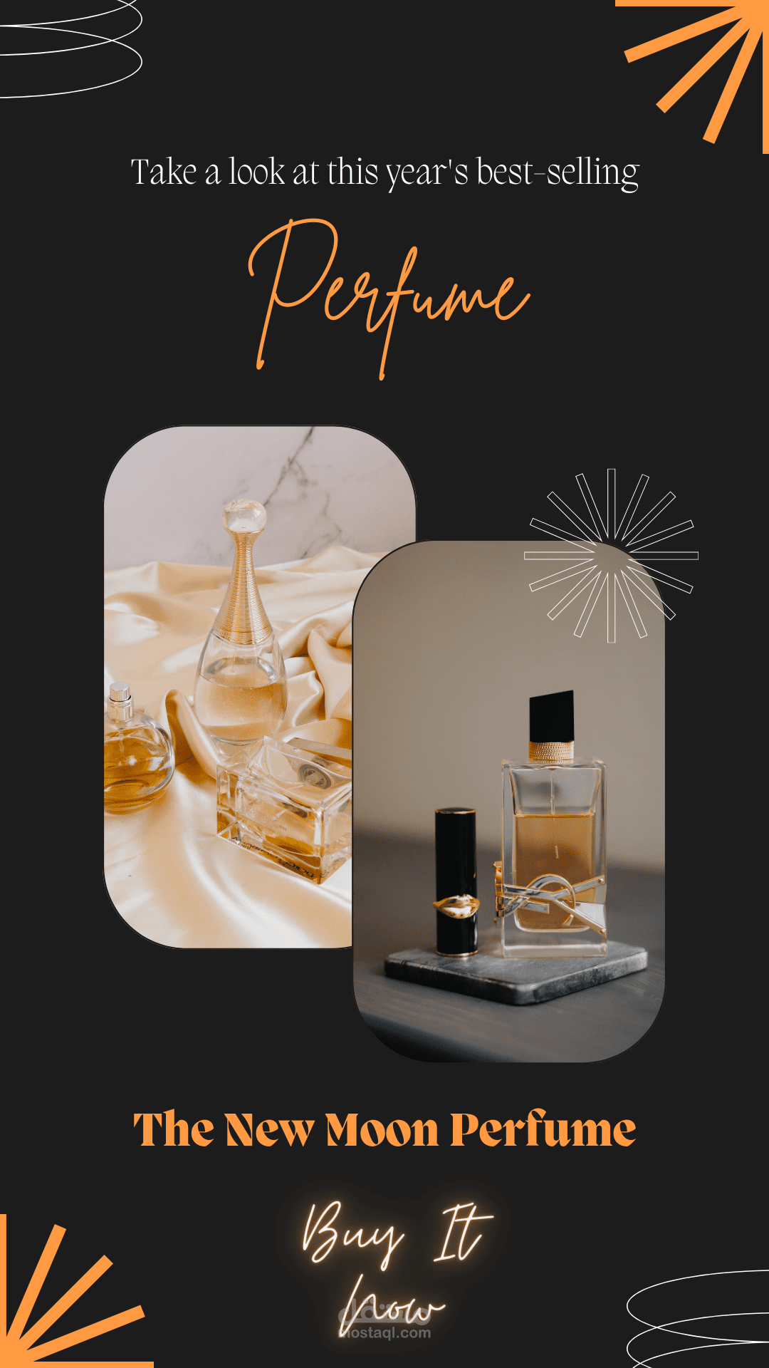 Black and Orange Modern Lookbook Perfume Instagram Story Carousel