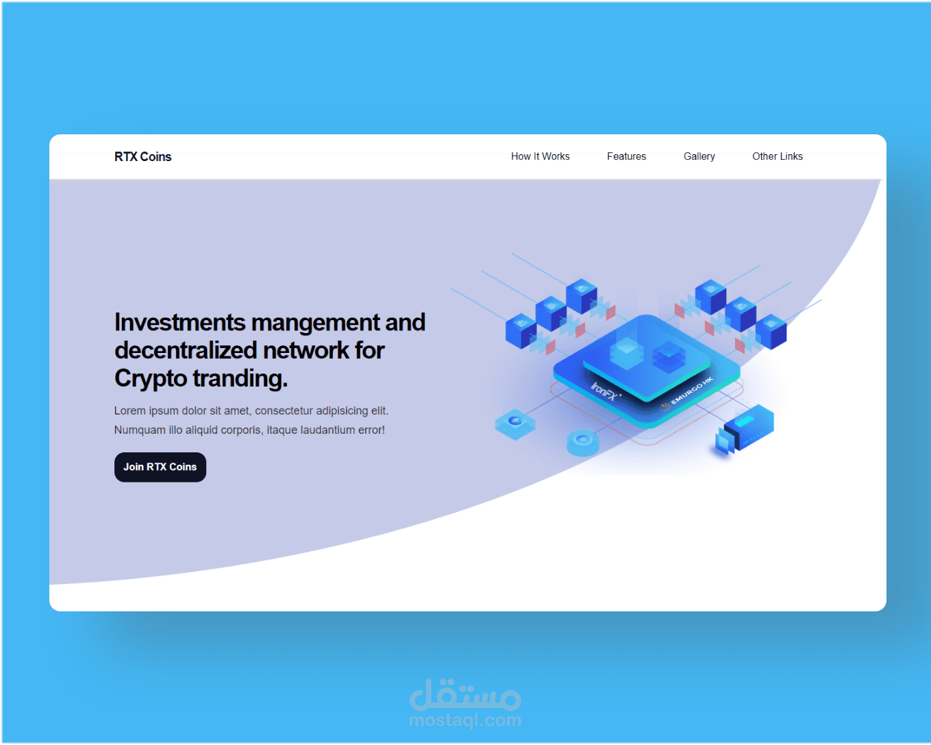 تصميم صفحة هبوط RTX Coins Cryptocurrency