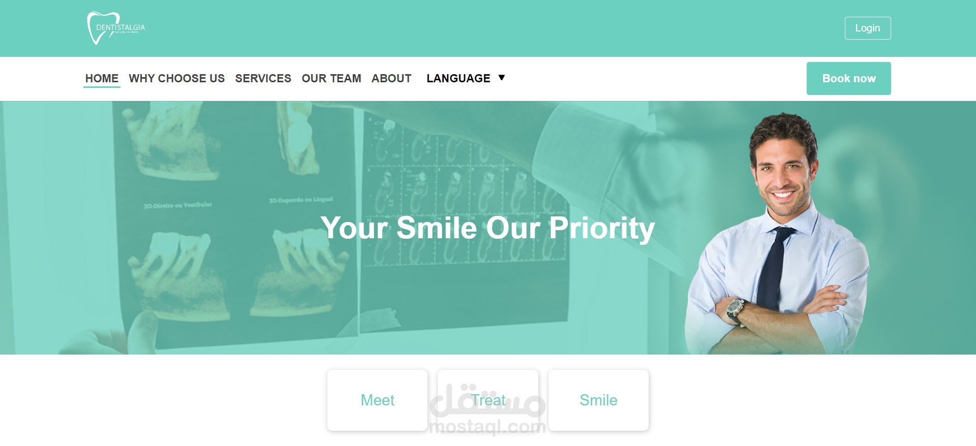 موقع الكتروني يمثل عيادة اسنان Dentistalgia