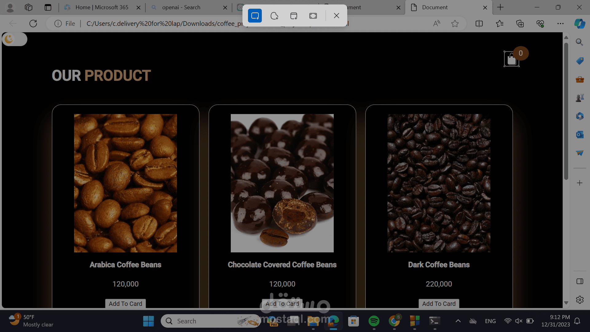 Interactive Coffee Shop Website with Dynamic Shopping Cart