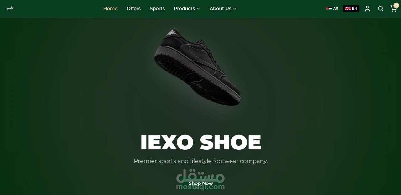 E-commerce website for a shoe store.