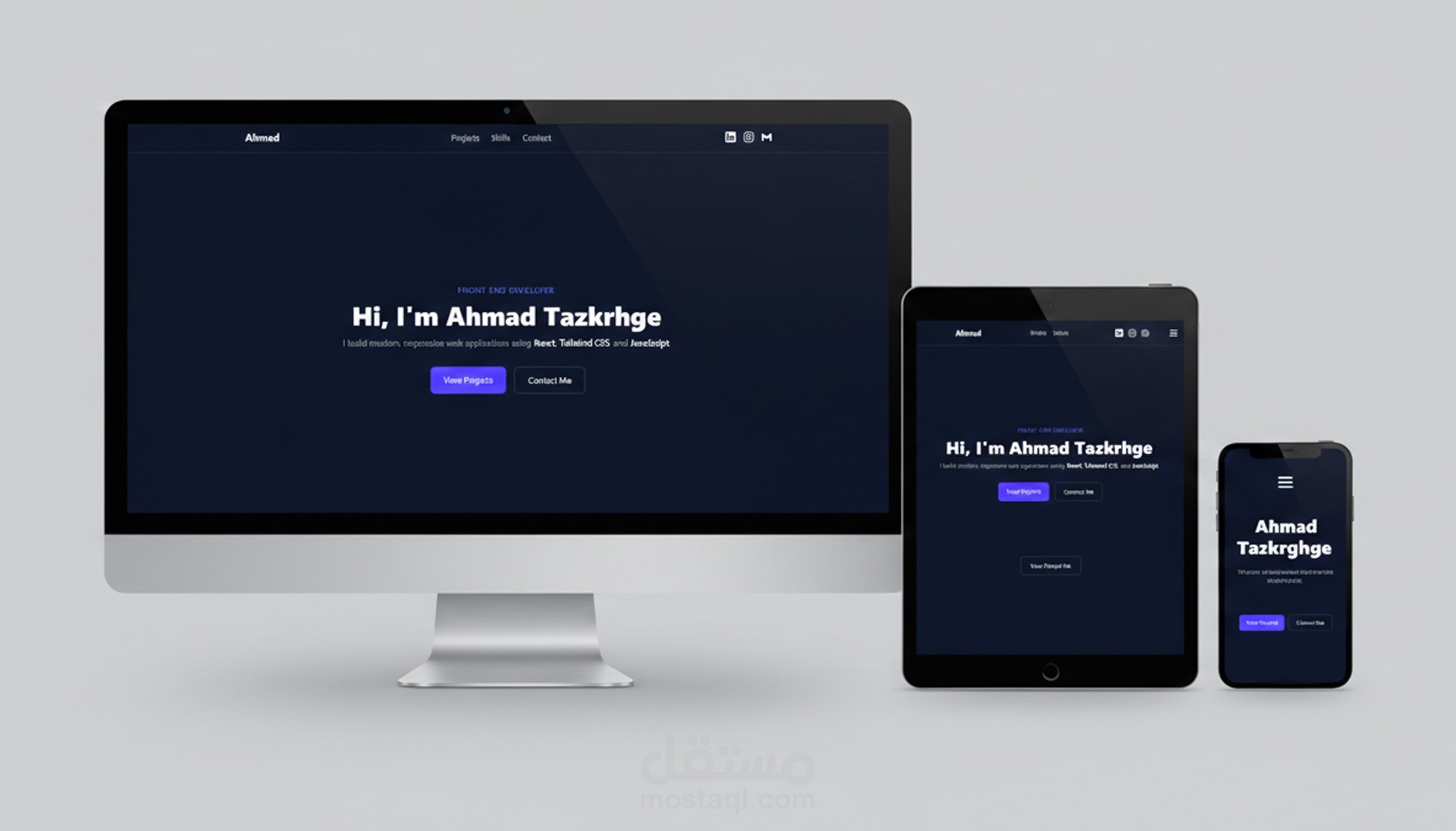 موقع بورتفوليو حديث ومتجاوب باستخدام React js