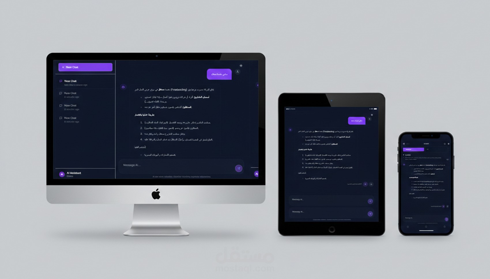 تطبيق AI Chat تفاعلي مع وضع ليلي ونهاري وخلفية متكاملة
