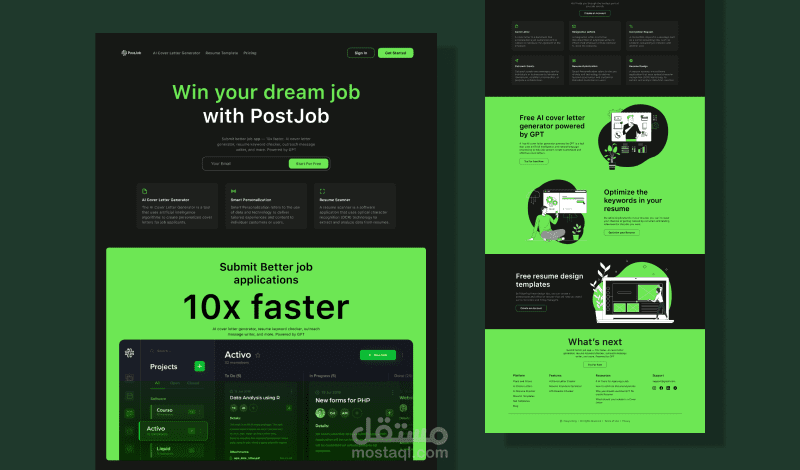 JobPost صفحة هبوط للبحث عن عمل landing page to search for work