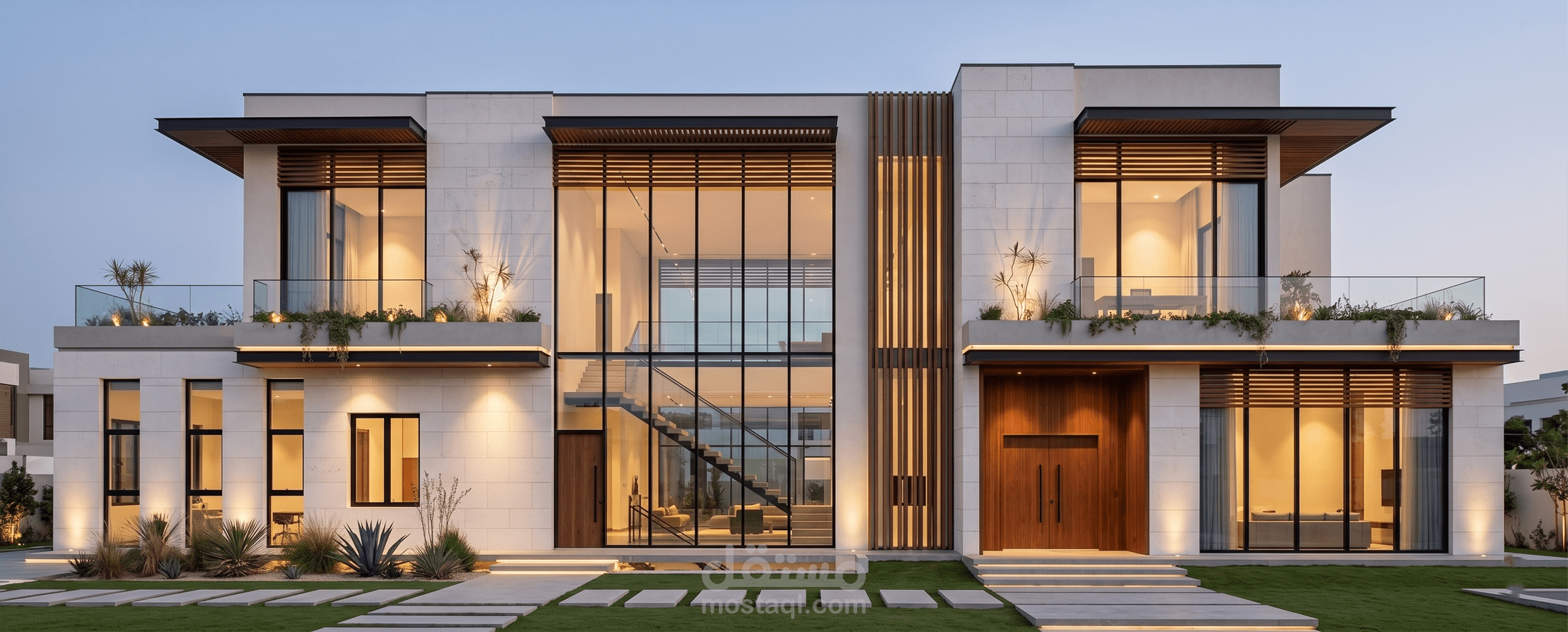 تصميم فيلا مودرن في عمّان بدروم + أرضي وأول