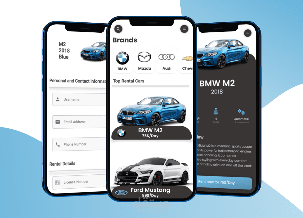 تطبيق تأجير سيارات – تصميم واجهة وتجربة مستخدم وتطوير أندرويد
