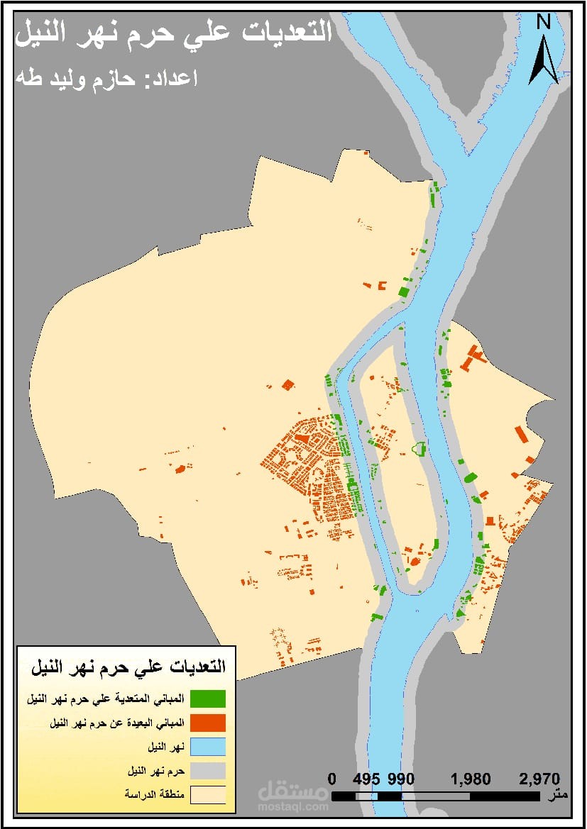 خريطة المباني المتعدية علي حرم نهر النيل