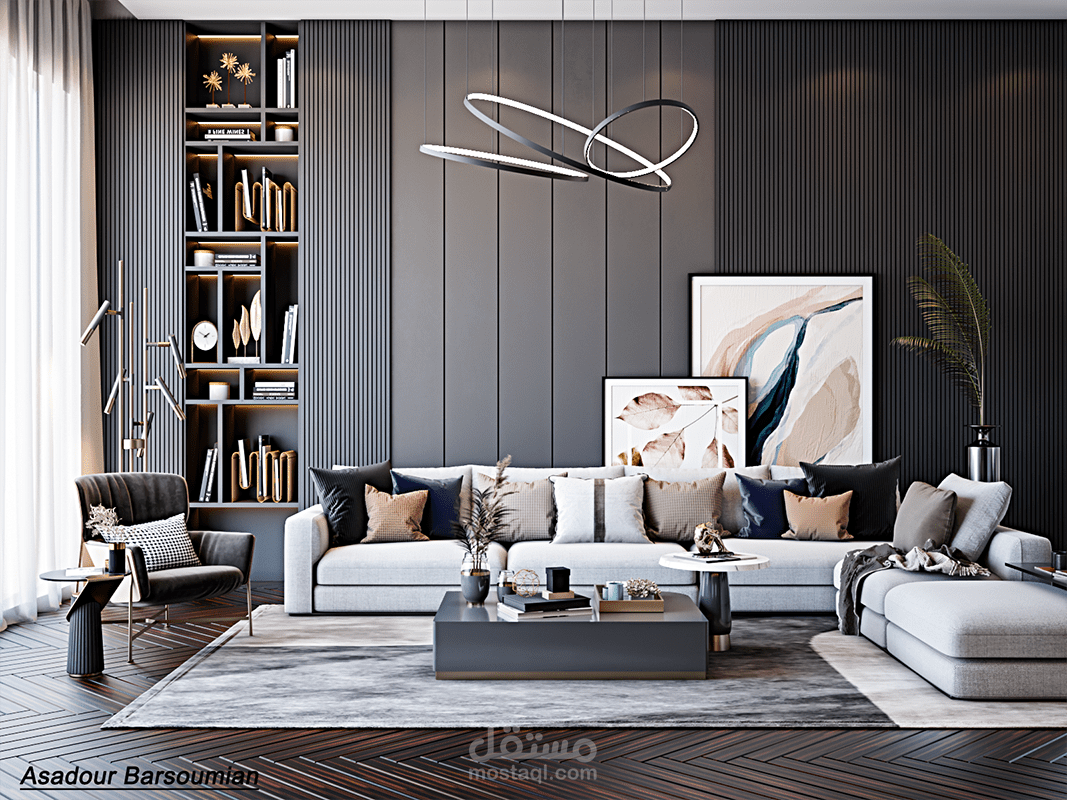تصميم وديكور غرفة معيشة واستقبال عصرية