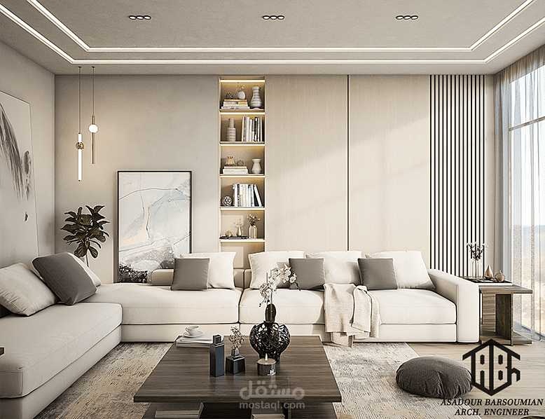 تصميم وديكور غرفة استقبال ومعيشة