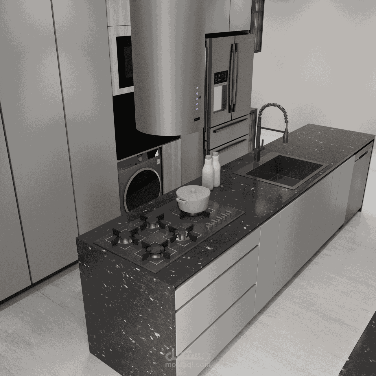 فرش وتقسيم وتصميم مطبخ