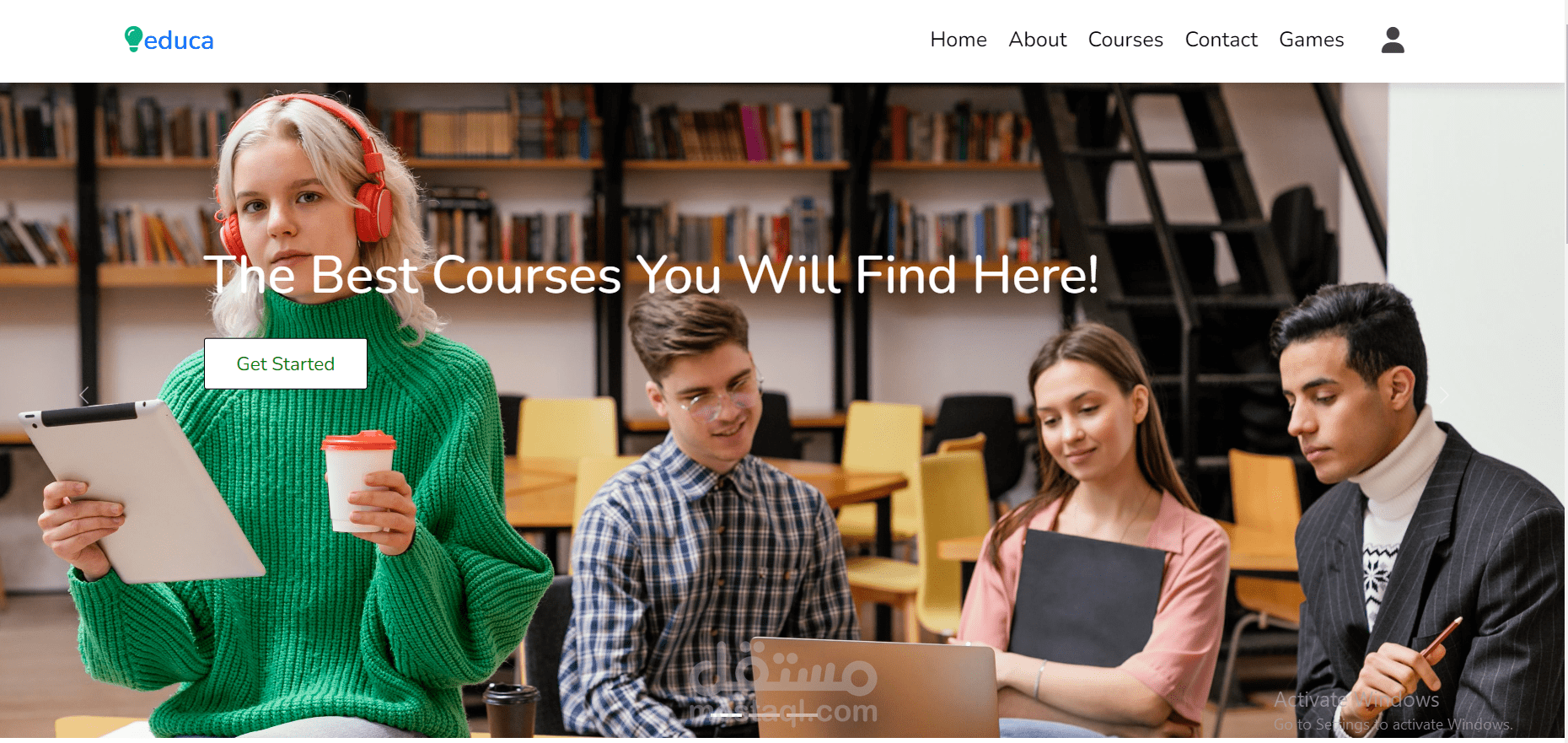 موقع تعليمى باستخدام html5 ,css3 ,bootstrap and java script