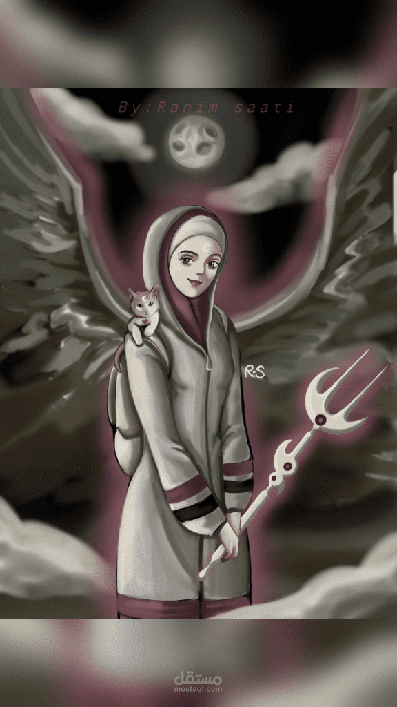 رسم رقمي ،ملاك في الظلام