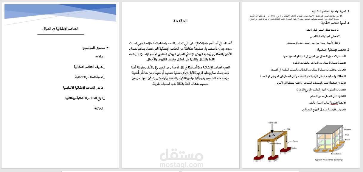 العناصر الانشائية في المباني