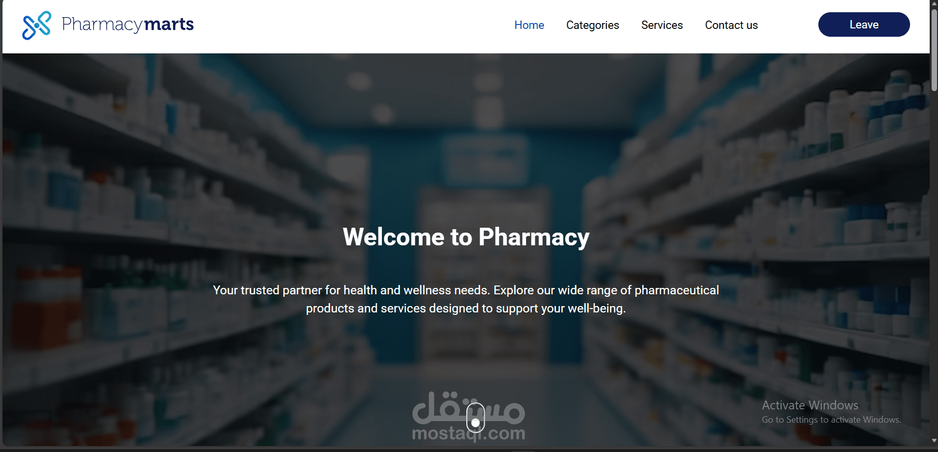 تطوير نظام إدارة صيدلية (Pharmacy Management System) – مسؤولية Backend ضمن فريق Full Stack
