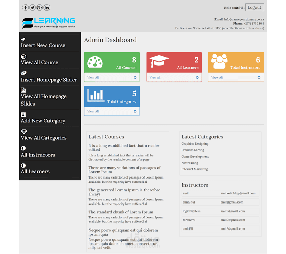 E-learning website