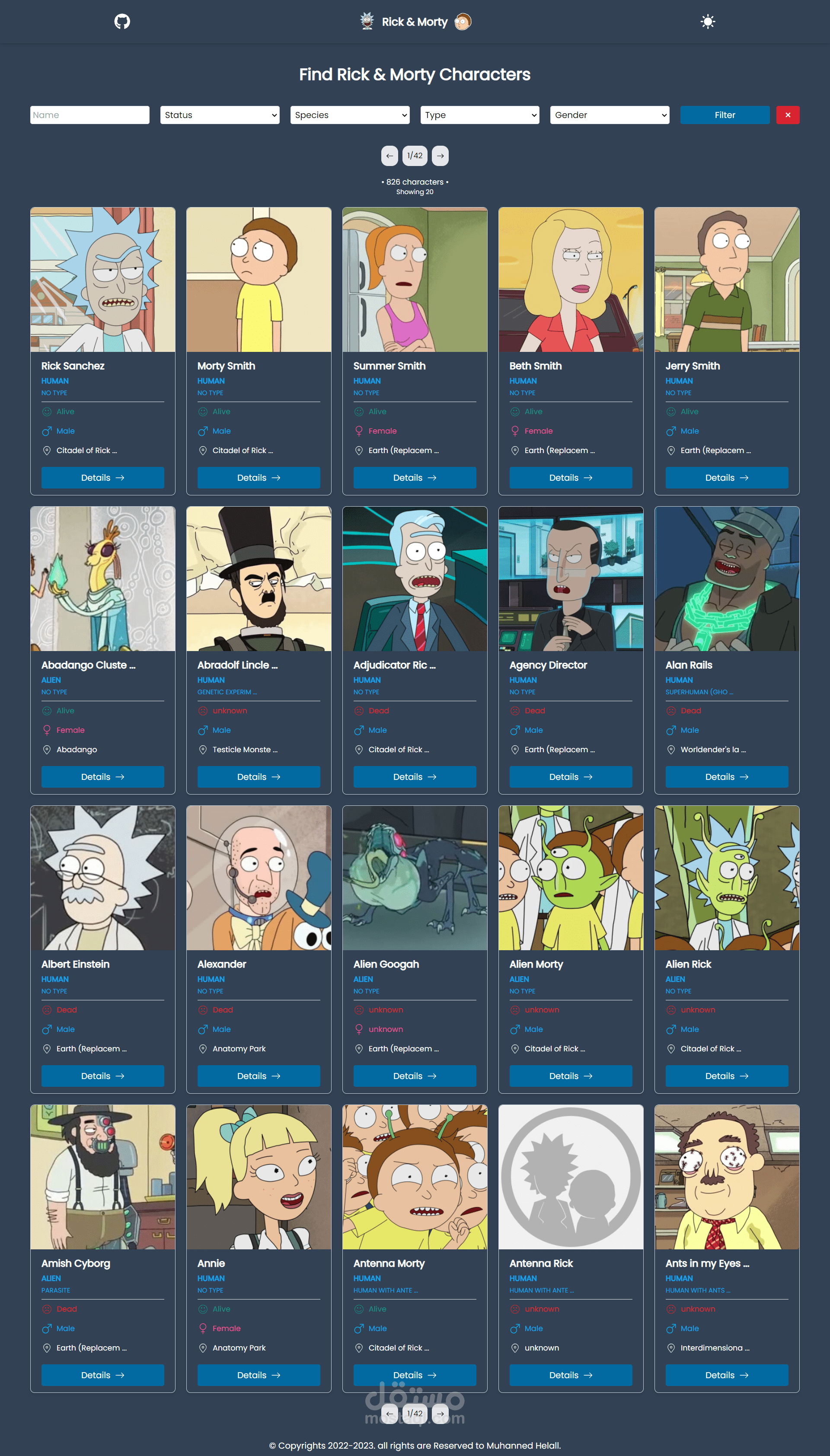 ٌRick & Morty Website