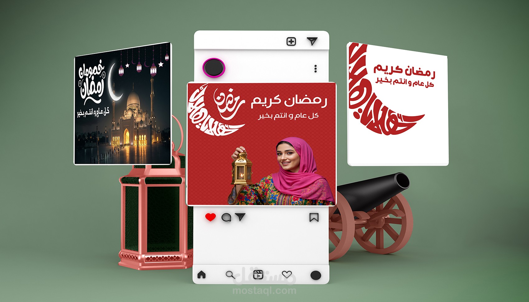 تصميم إعلانات احترافية لوسائل التواصل الاجتماعي لرمضان