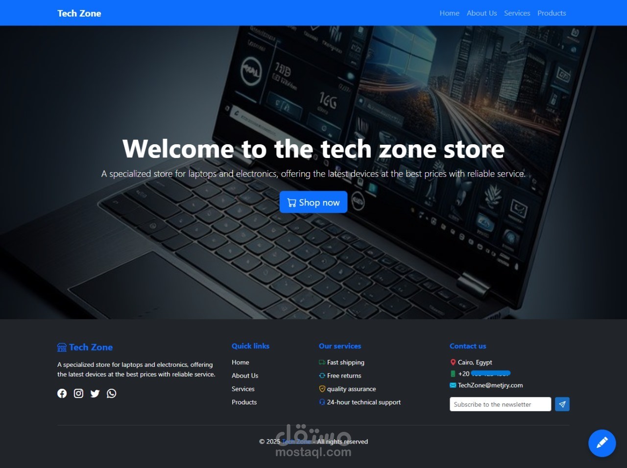 متجر إلكتروني لبيع اللابتوبات باستخدام ASP.NET Core MVC 8 مع لوحة تحكم احترافية