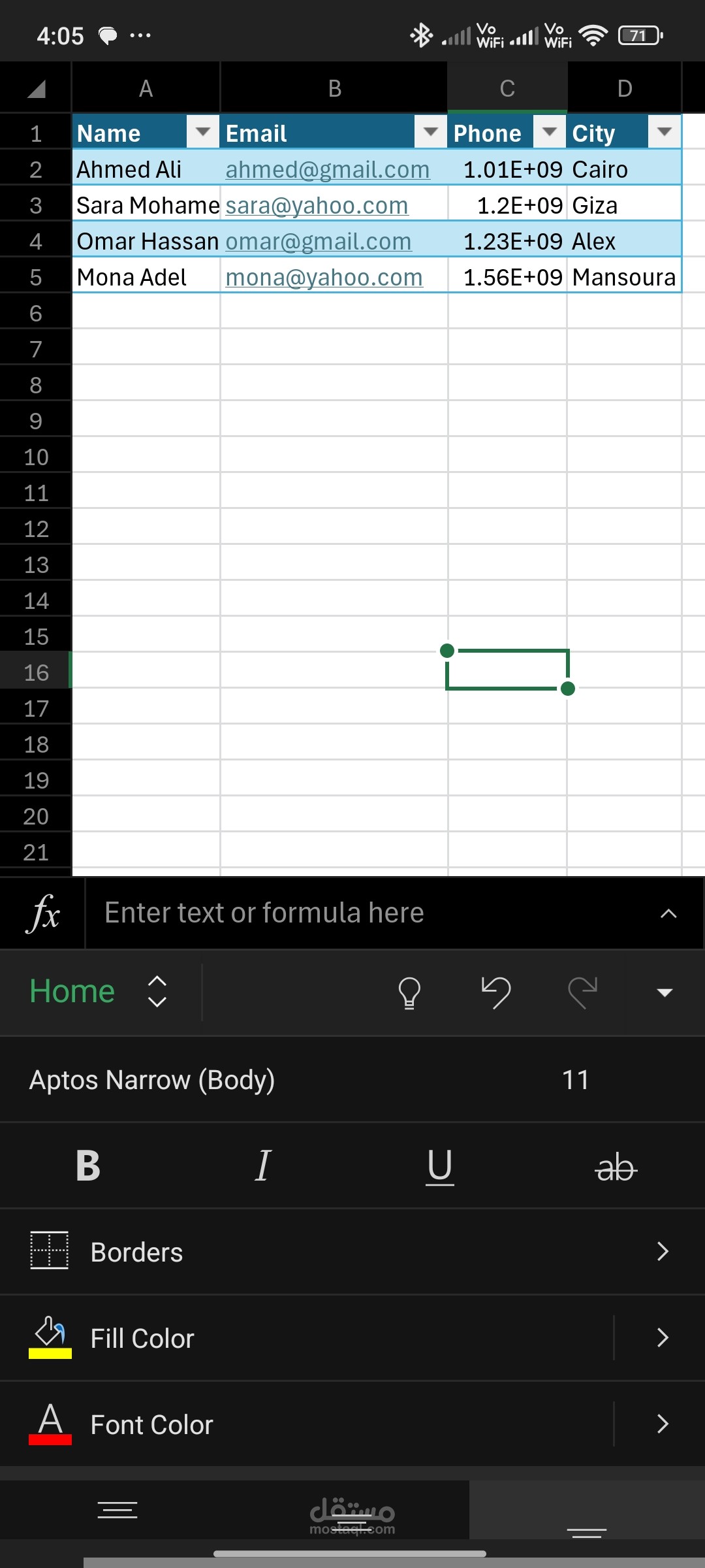 Data Entry Work Sample