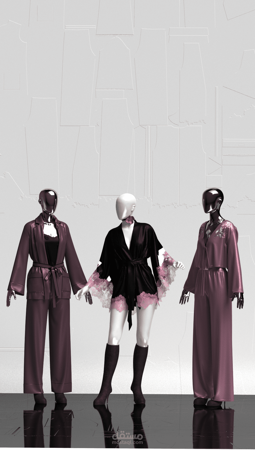 تصميم كولكشن هوم وير نسائي بتقنية 3D – من الفكرة إلى التصور النهائي