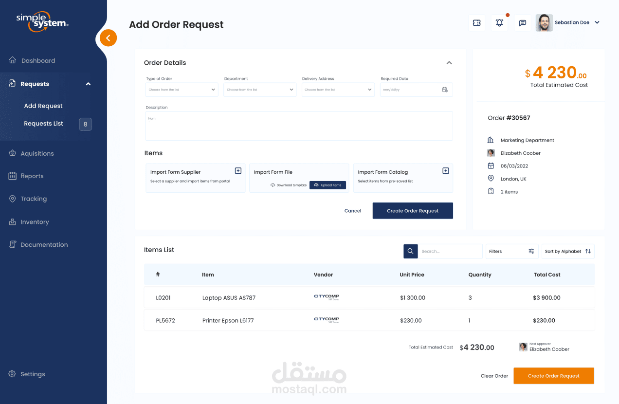 UI Design of E-Procurement SaaS