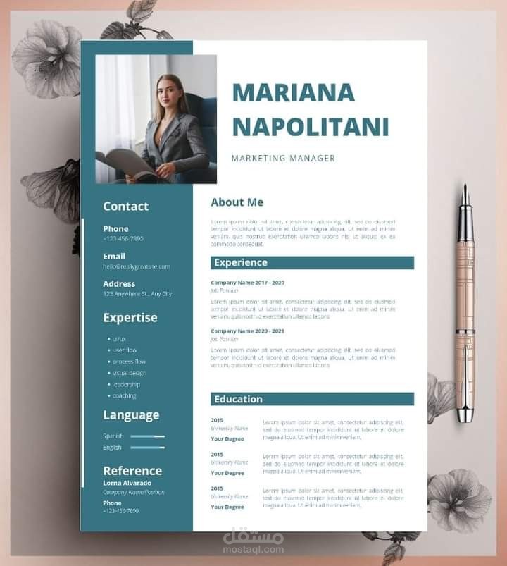 كتابة سيرة ذاتية  باللغتين العربية والانجليزية