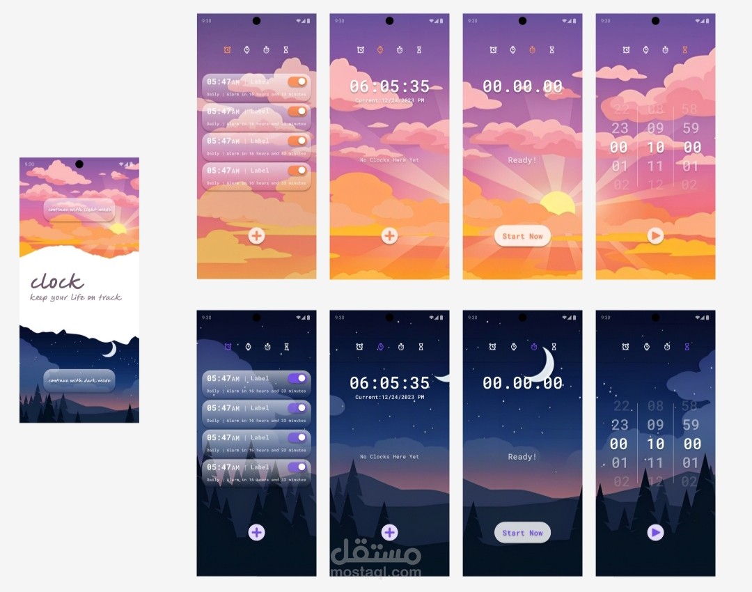 Clock (alarm+ world watch + timer + stop watch)
