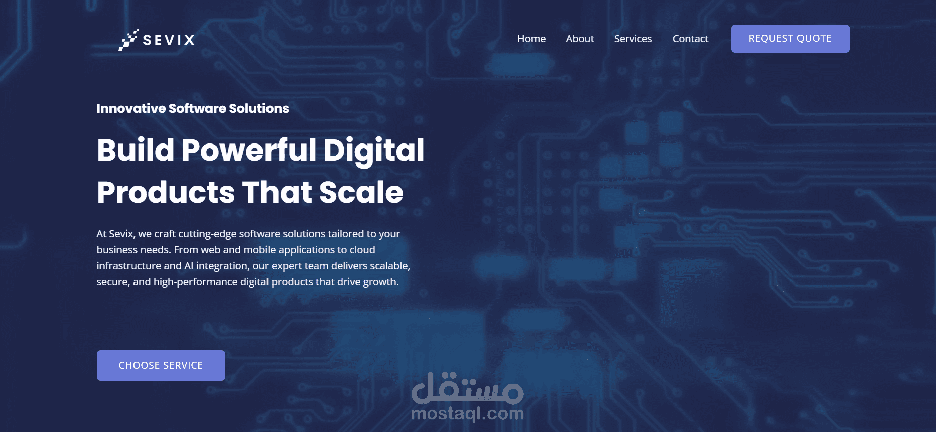 تصميم وتطوير موقع شركة برمجيات Sevix - هوية رقمية متكاملة