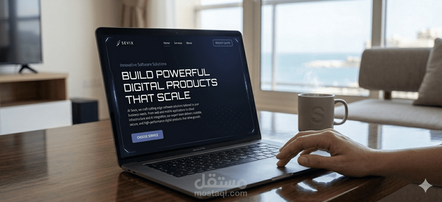 تصميم وتطوير موقع شركة برمجيات Sevix - هوية رقمية متكاملة
