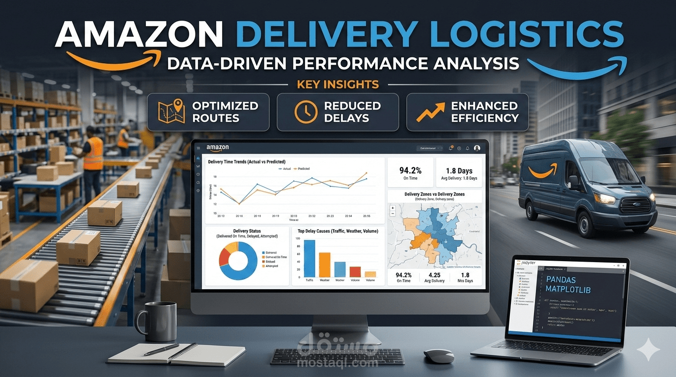 تحليل بيانات لوجستية وتوقع كفاءة التوصيل (Case Study: Amazon)