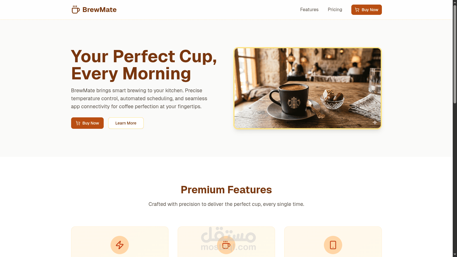 BrewMate – Smart Coffee Maker Landing Page
