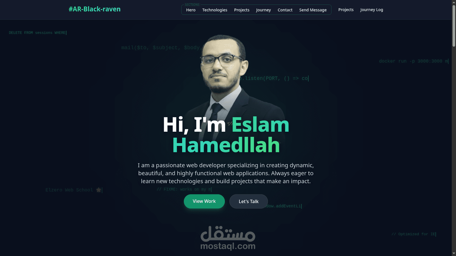 AR-Black-raven – بورتفوليو مطور ويب متكامل